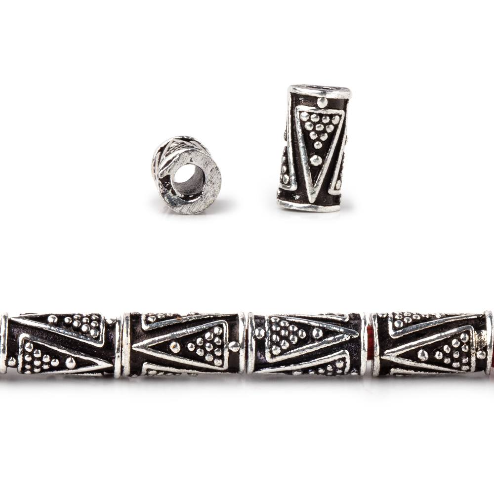 10x5mm Antique Sterling Silver Plated Copper Triangle Tube Beads 8 inch 21 pieces - Beadsofcambay.com