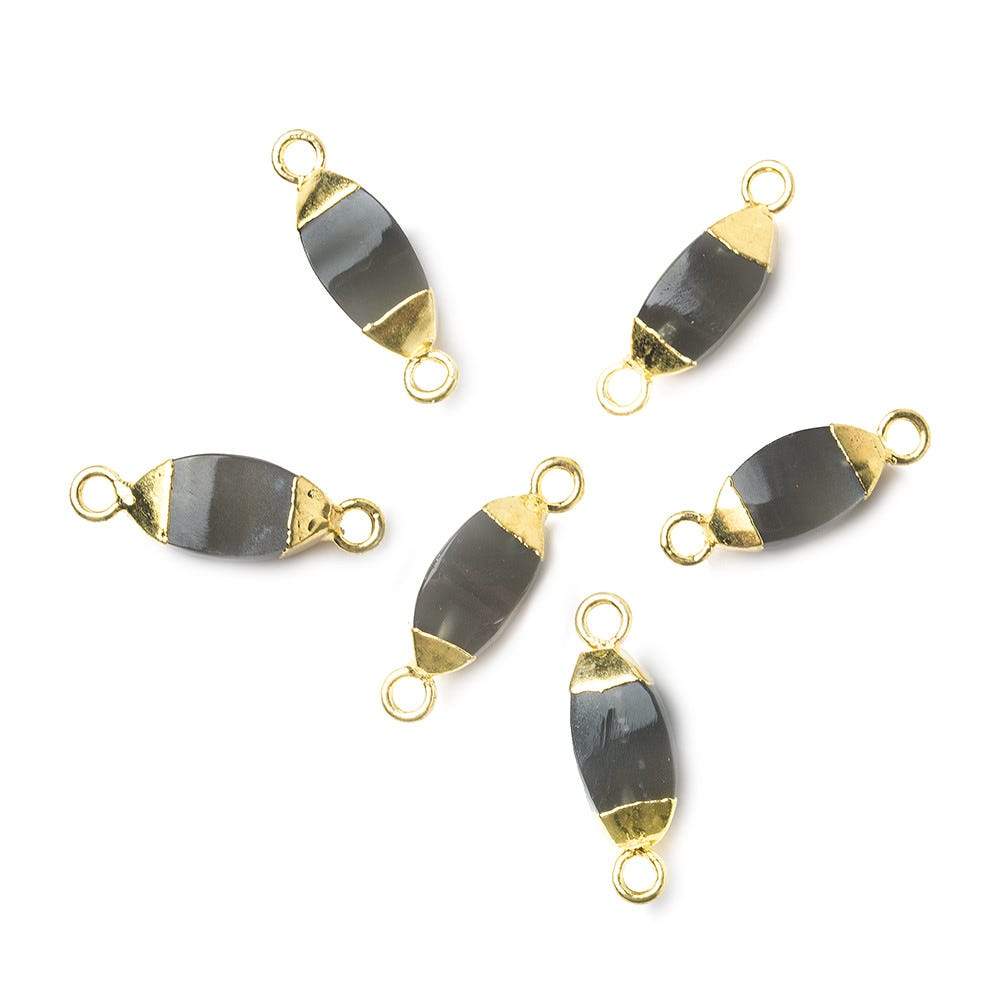 10x5mm Gold Leafed Chocolate Moonstone 4 sided Marquise Connector 1 piece - Beadsofcambay.com