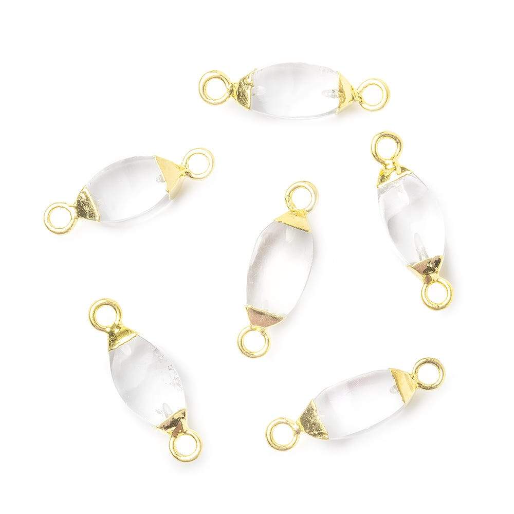 10x5mm Gold Leafed Crystal Quartz 4 sided Marquise Connector 1 piece - Beadsofcambay.com