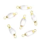 10x5mm Gold Leafed Crystal Quartz 4 sided Marquise Connector 1 piece - Beadsofcambay.com