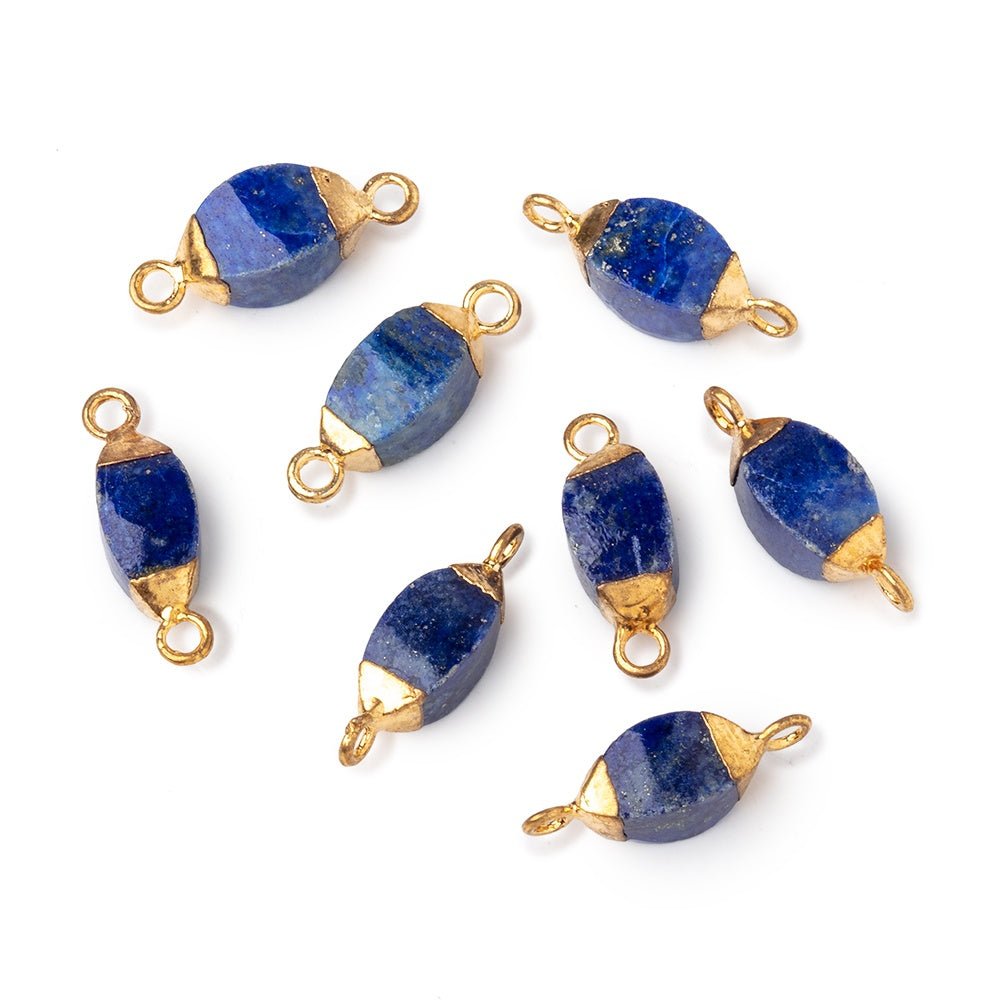 10x5mm Gold Leafed Lapis Lazuli 4 sided Marquise Connector 1 piece - Beadsofcambay.com