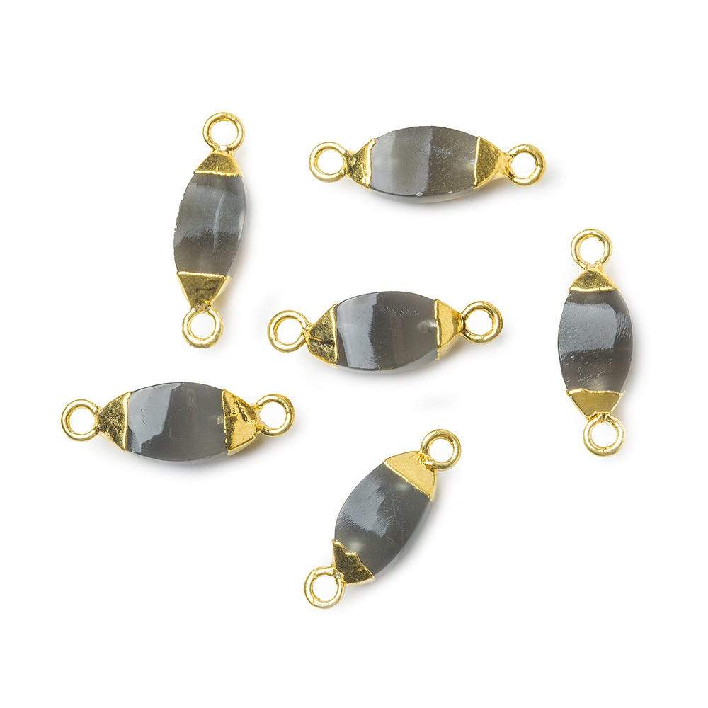 10x5mm Gold Leafed Platinum Moonstone 4 sided Marquise Connector 1 piece - Beadsofcambay.com