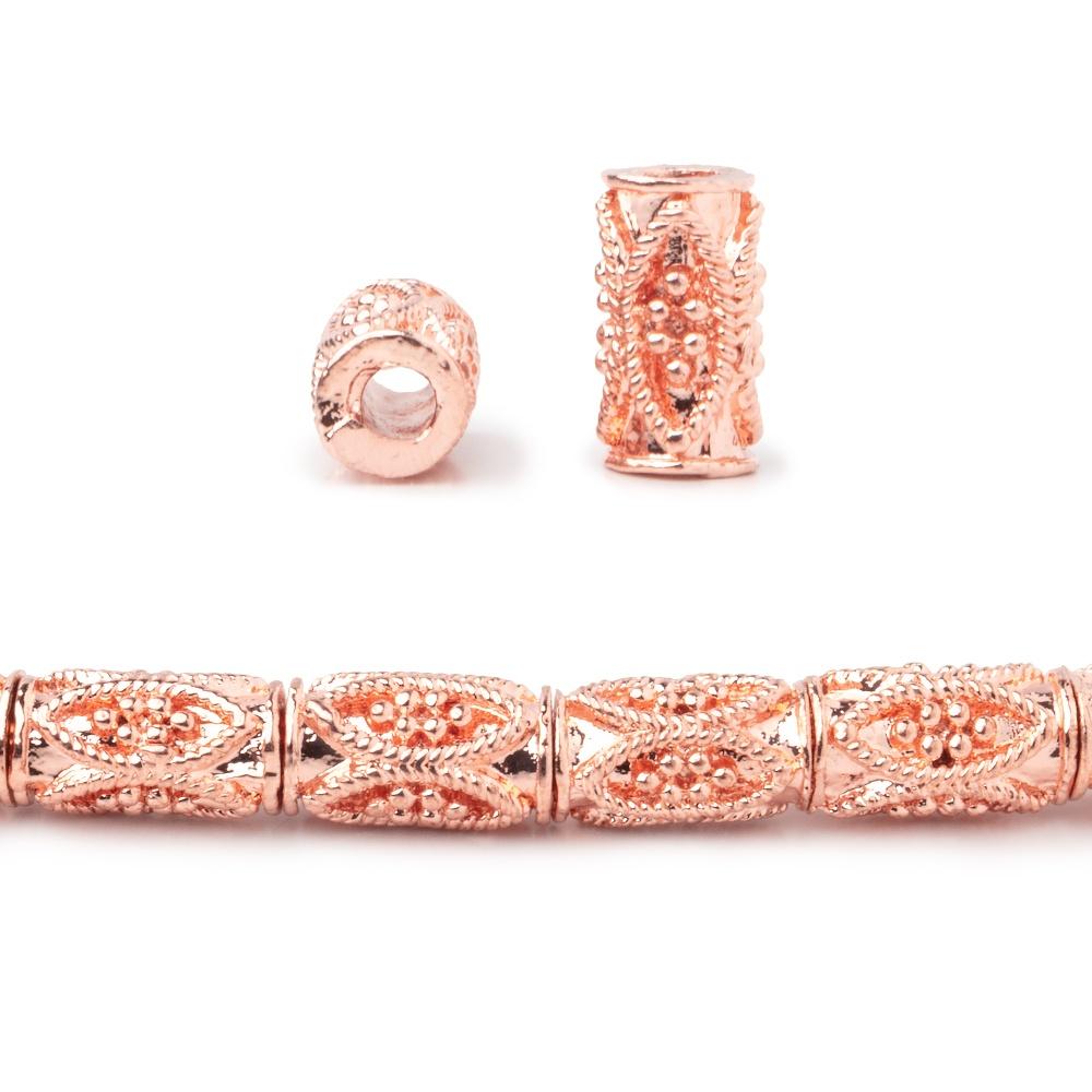10x5mm Rose Gold Plated Copper Marquise Tube Beads 8 inch 21 pieces - Beadsofcambay.com
