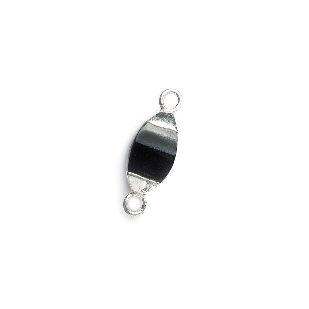 10x5mm Silver Leafed Black Onyx 4 sided Marquise Connector 1 piece - Beadsofcambay.com