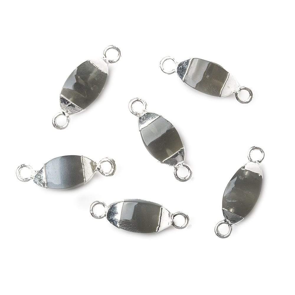 10x5mm Silver Leafed Chocolate Moonstone 4 sided Marquise Connector 1 piece - Beadsofcambay.com