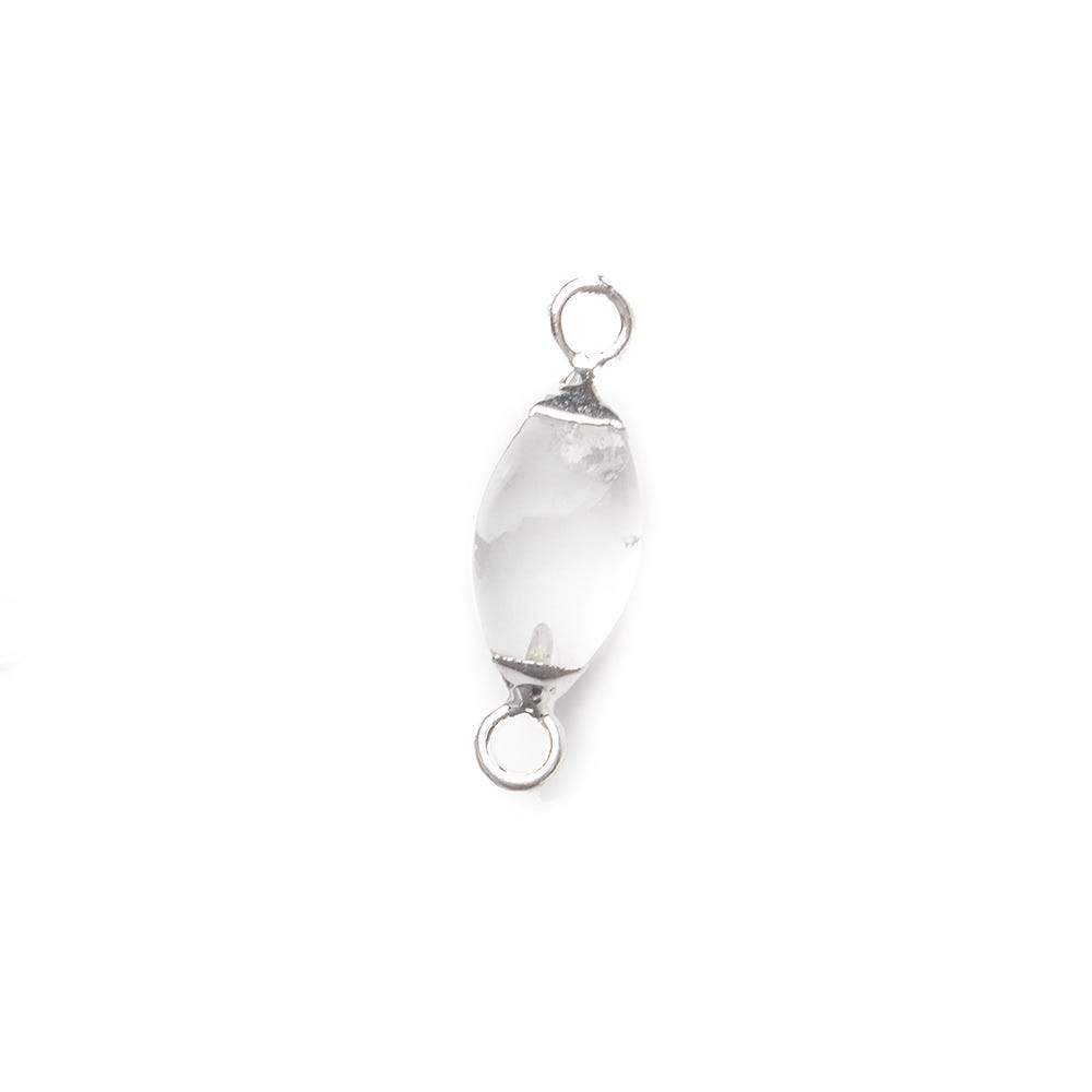 10x5mm Silver Leafed Crystal Quartz 4 sided Marquise Connector 1 piece - Beadsofcambay.com