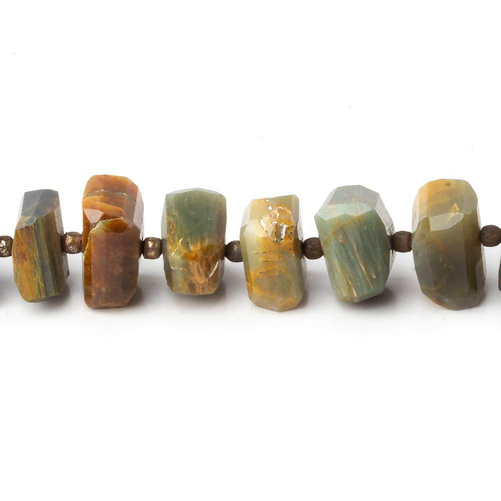 10x6-11x6mm Cat's Eye Green Quartz Center Drilled Nuggets 8 inch 26 pcs AA - Beadsofcambay.com