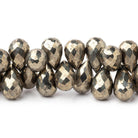 10x6-12x7mm Golden Pyrite Faceted Tear Drop Beads 7 inch 54 pieces AA - Beadsofcambay.com