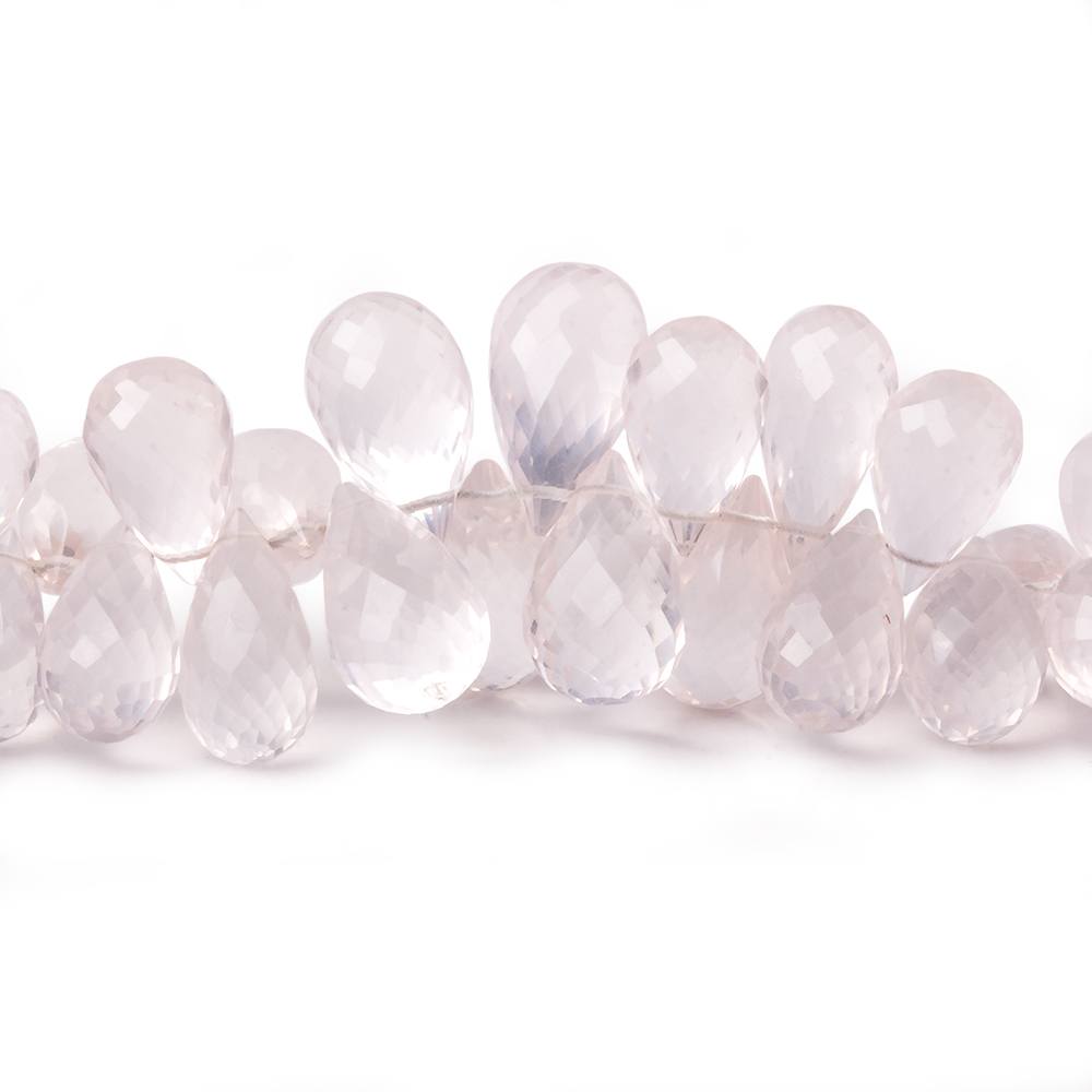 10x6-13x7mm Rose Quartz Tear Drop Briolette Beads 7 inch 63 pieces - Beadsofcambay.com
