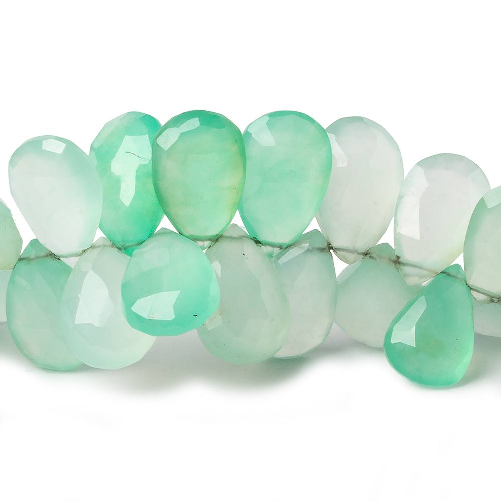 10x6-14x9mm Mint Green Chalcedony faceted pear beads 7.5 inch 55 pieces - Beadsofcambay.com