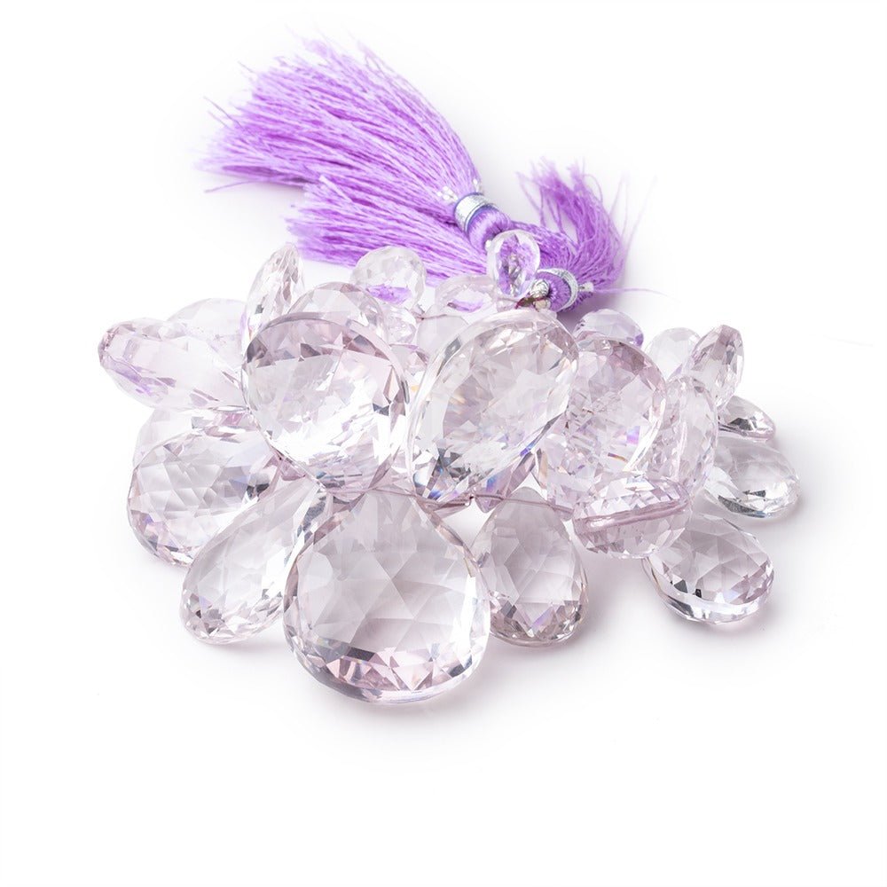 10x6-28x23mm Pink Amethyst faceted pear beads 7 inch 38 pieces AAA - Beadsofcambay.com