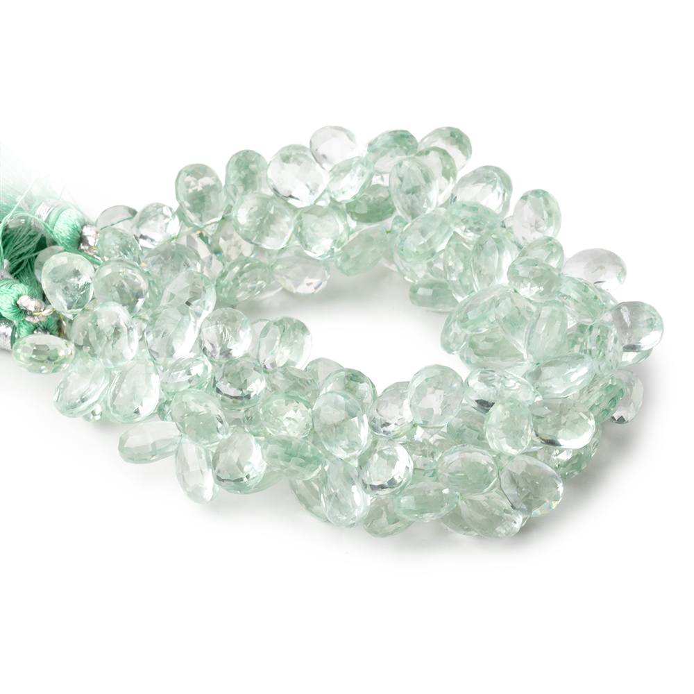 10x6.5mm Prasiolite faceted pear beads 7.75 inch 56 pieces - Beadsofcambay.com
