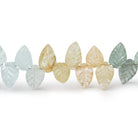 10x6mm Multi Color Beryl Carved Leaf Beads 8 inch 40 pieces - Beadsofcambay.com