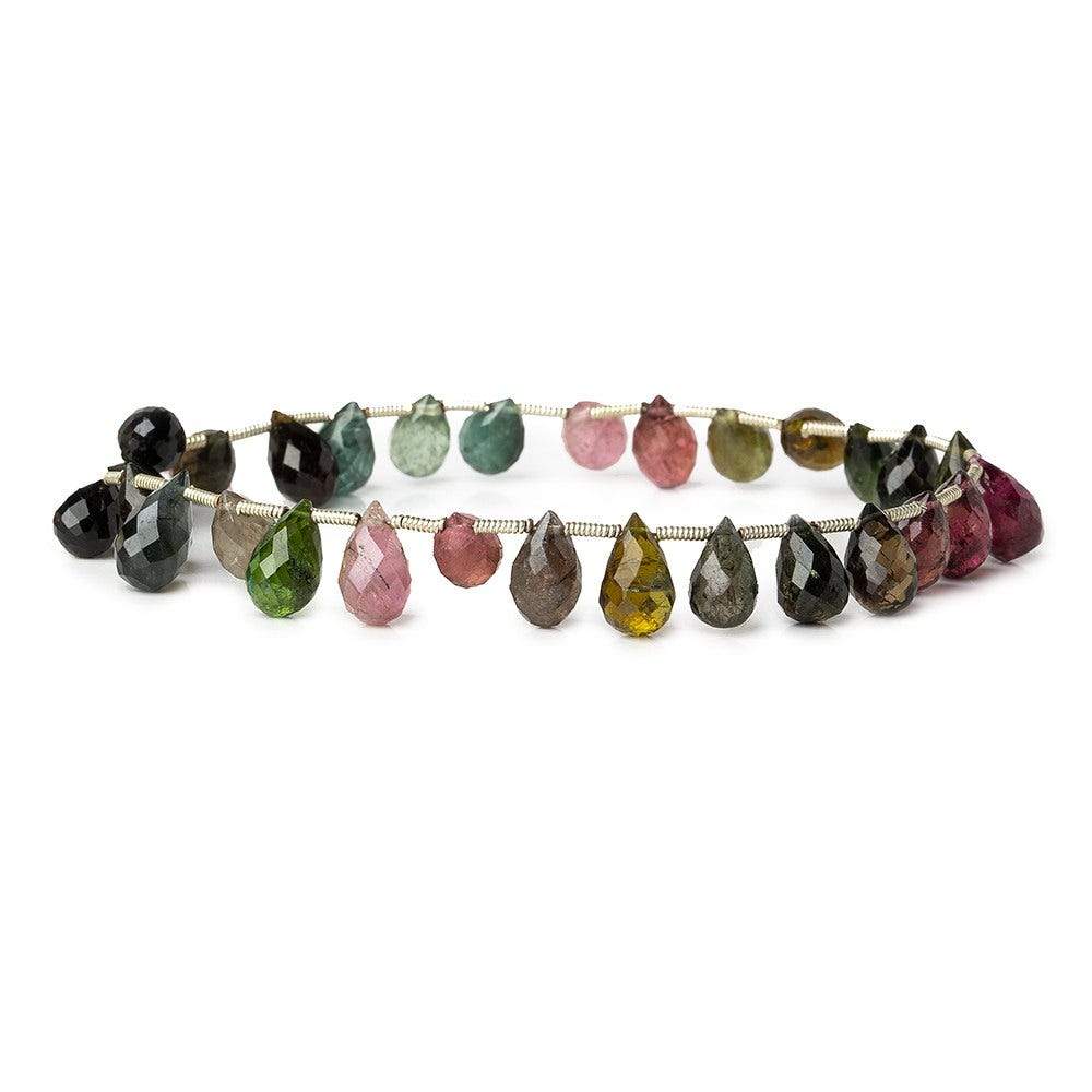10x6mm Multi-color Tourmaline Faceted Tear Drops - Beadsofcambay.com