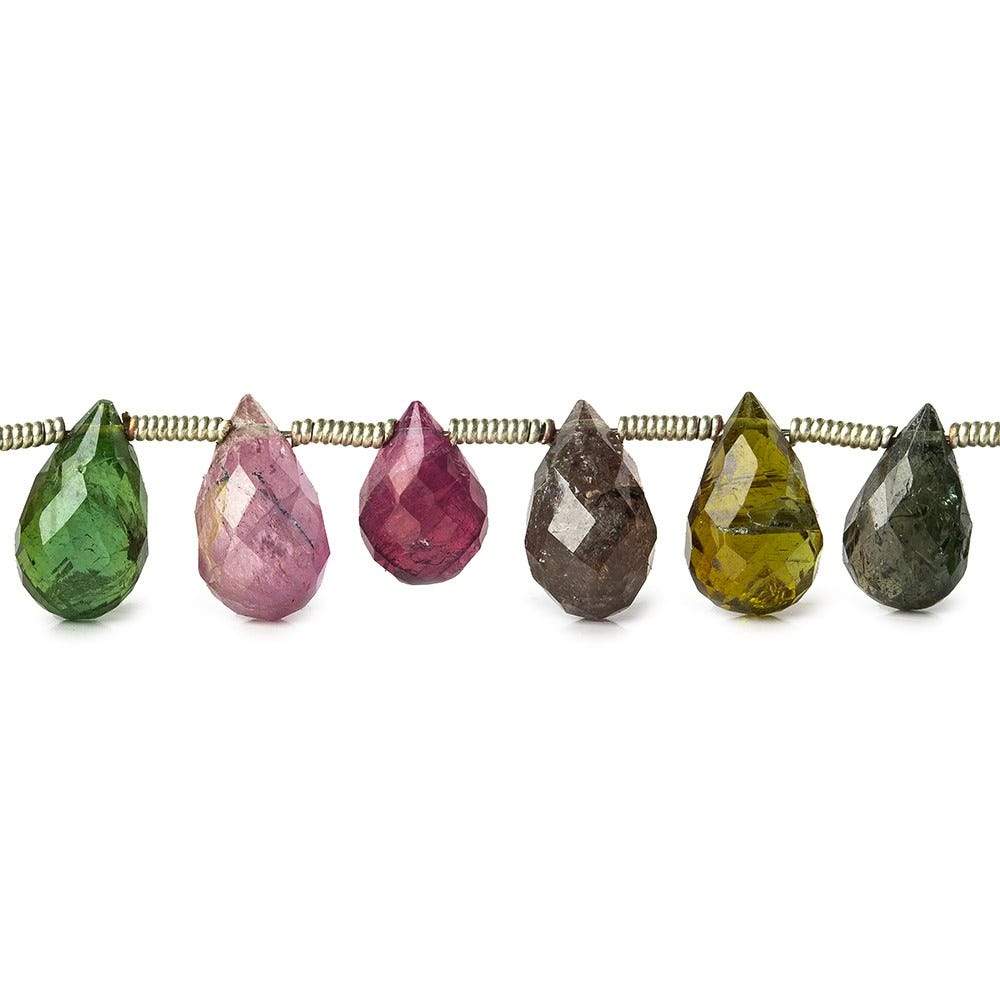 10x6mm Multi-color Tourmaline Faceted Tear Drops - Beadsofcambay.com