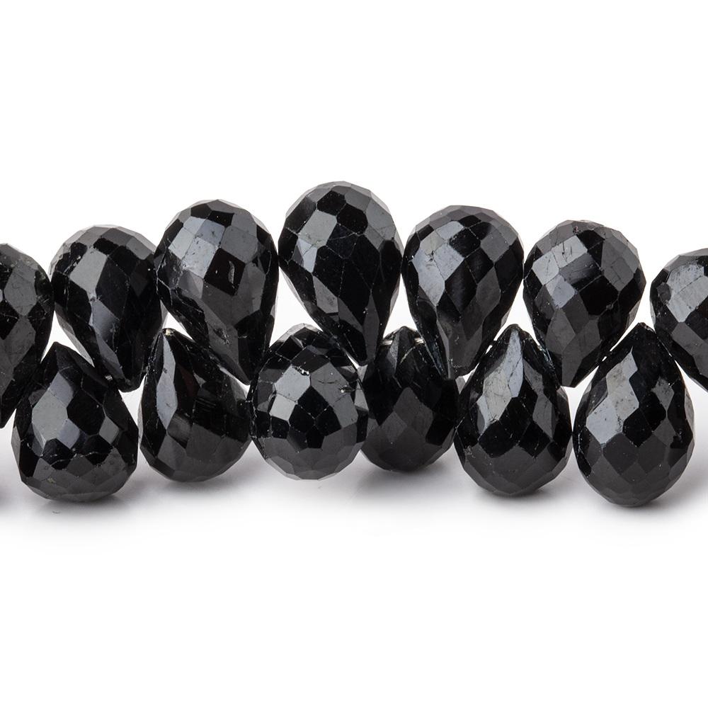 10x7-11x7mm Black Tourmaline Faceted Tear Drop Beads 7 inch 48 pieces - Beadsofcambay.com