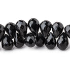 10x7-11x7mm Black Tourmaline Faceted Tear Drop Beads 7 inch 48 pieces - Beadsofcambay.com