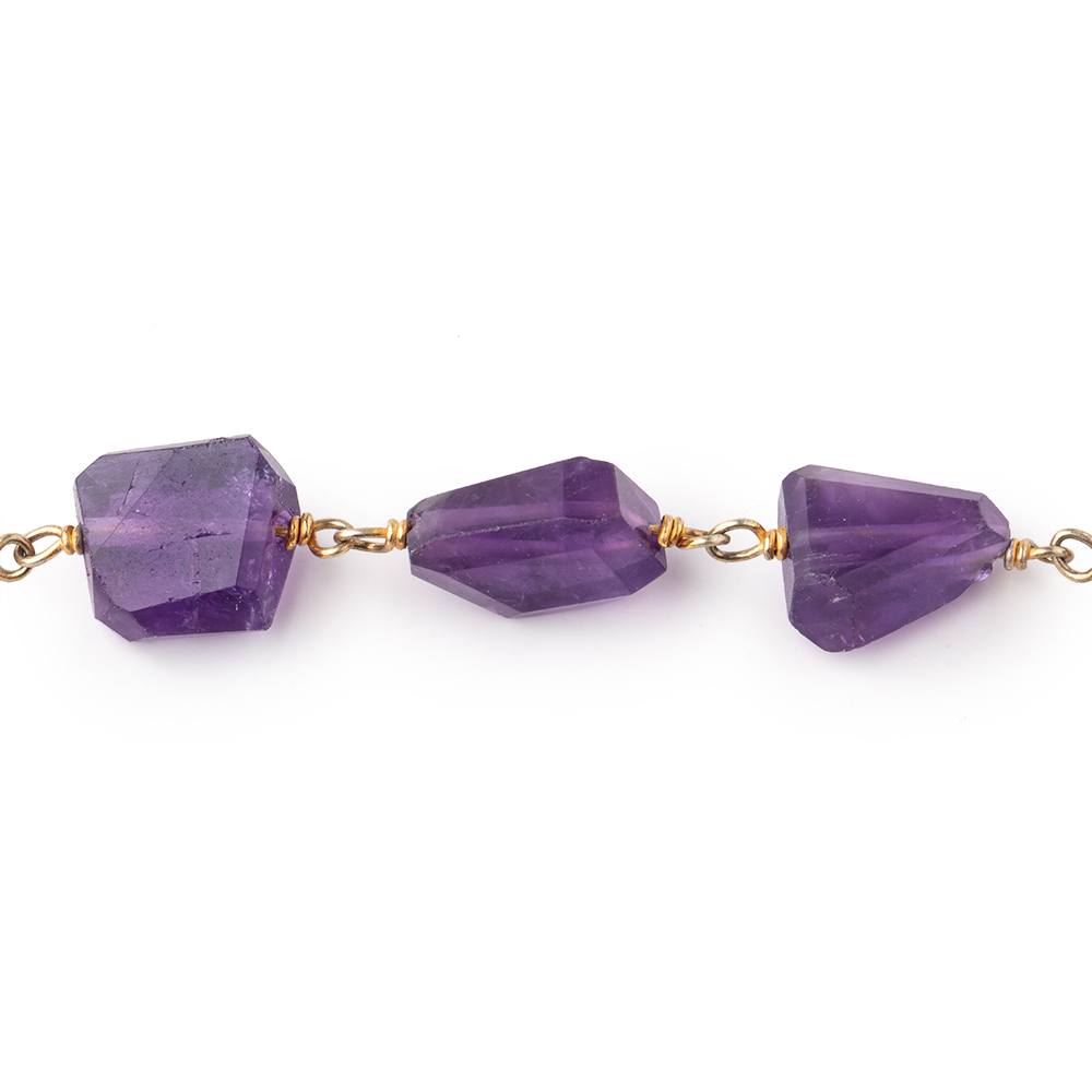 10x7-11x8mm Amethyst Faceted Nugget Beads on Vermeil Chain - Beadsofcambay.com