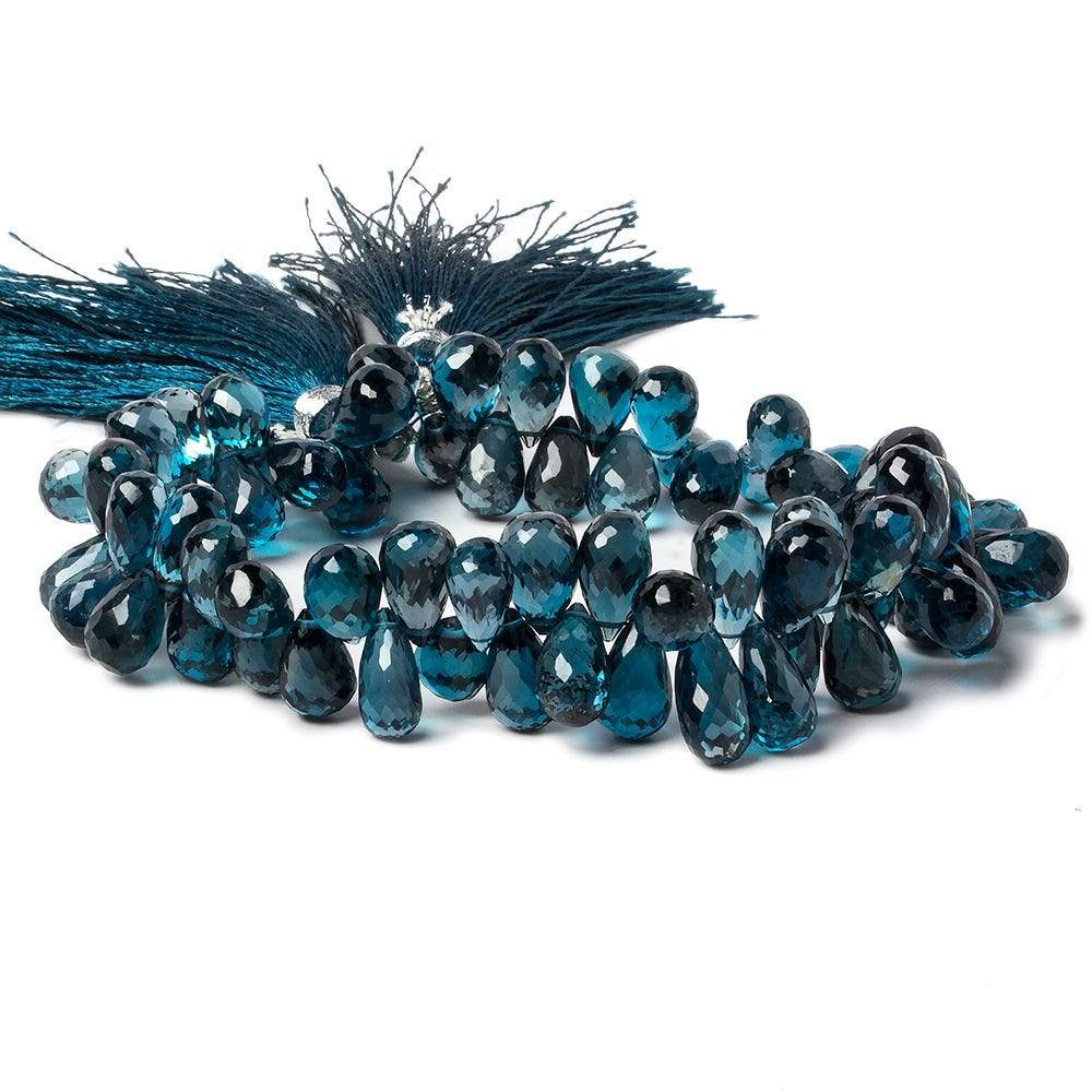 10x7-12x7mm London Blue Topaz faceted tear drop beads 8 inch 74 pieces AAA - Beadsofcambay.com