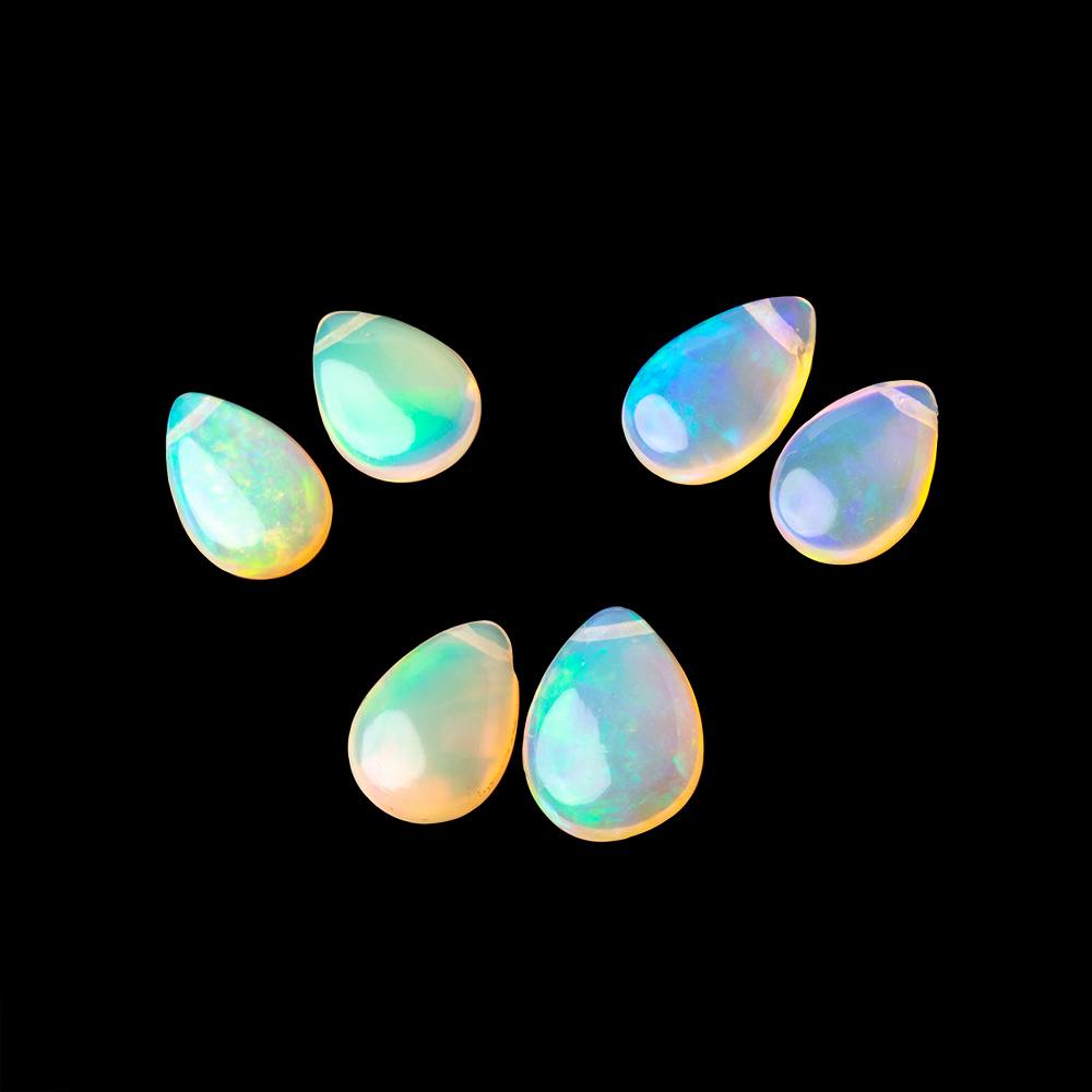 10x7-12x8mm Ethiopian Opal Plain Pear Set of 2 Focal Beads AA - Beadsofcambay.com