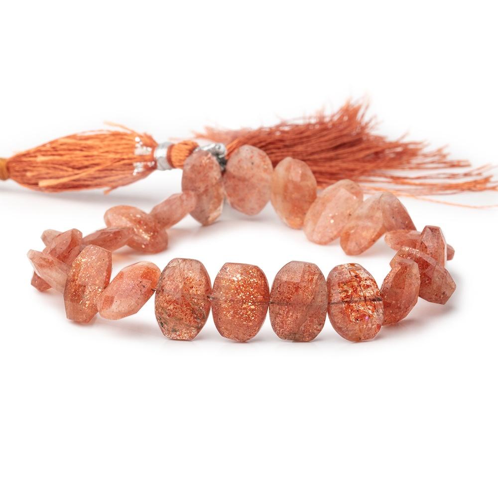 10x7-12x8mm Sunstone Faceted Cushion Beads 7.5 inch 19 pieces - Beadsofcambay.com