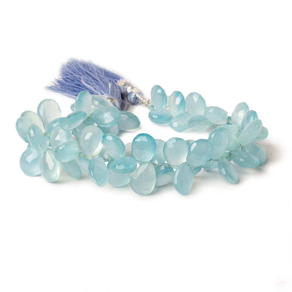 10x7-12x9mm Sky Blue Chalcedony faceted pears 8 inch 64 beads AAA - Beadsofcambay.com