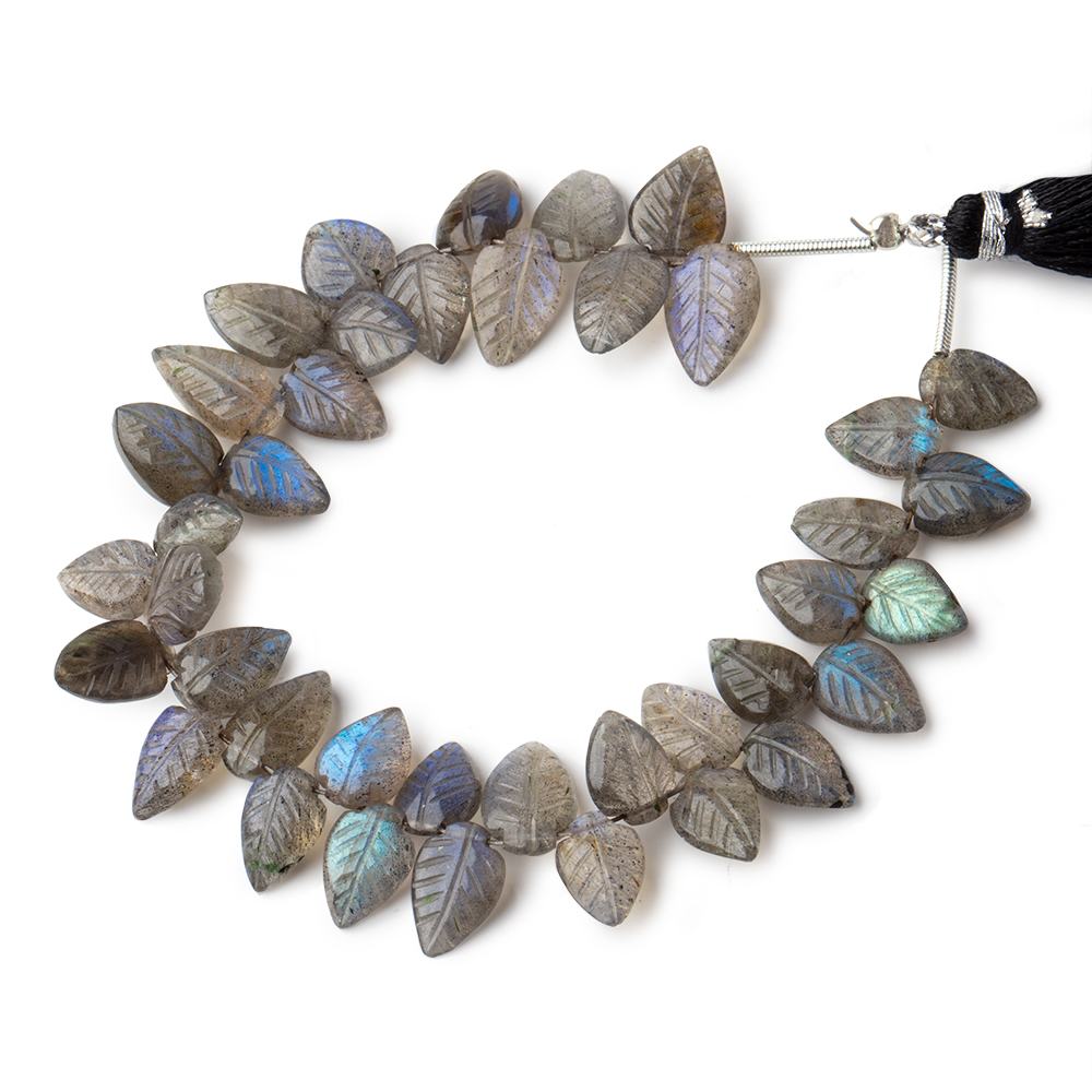 10x7-13x7mm Labradorite hand carved leaf beads 6.5 inch 40 pieces AAA - Beadsofcambay.com