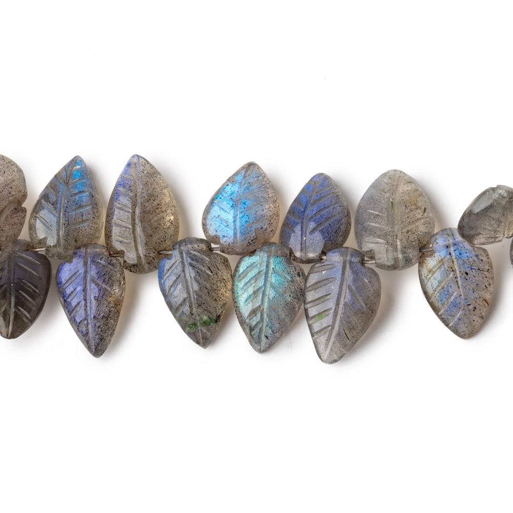 10x7-13x7mm Labradorite hand carved leaf beads 6.5 inch 40 pieces AAA - Beadsofcambay.com