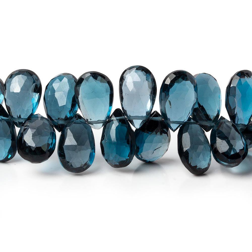 10x7-13x7mm London Blue Topaz faceted pear beads 8 inch 55 pieces AAA - Beadsofcambay.com