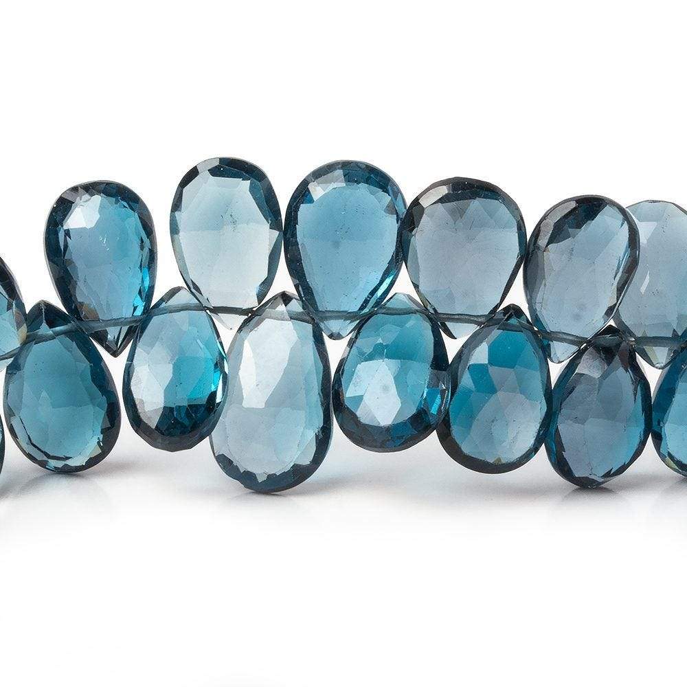 10x7-13x8mm London Blue Topaz faceted pear beads 8 inch 52 pieces AAA - Beadsofcambay.com