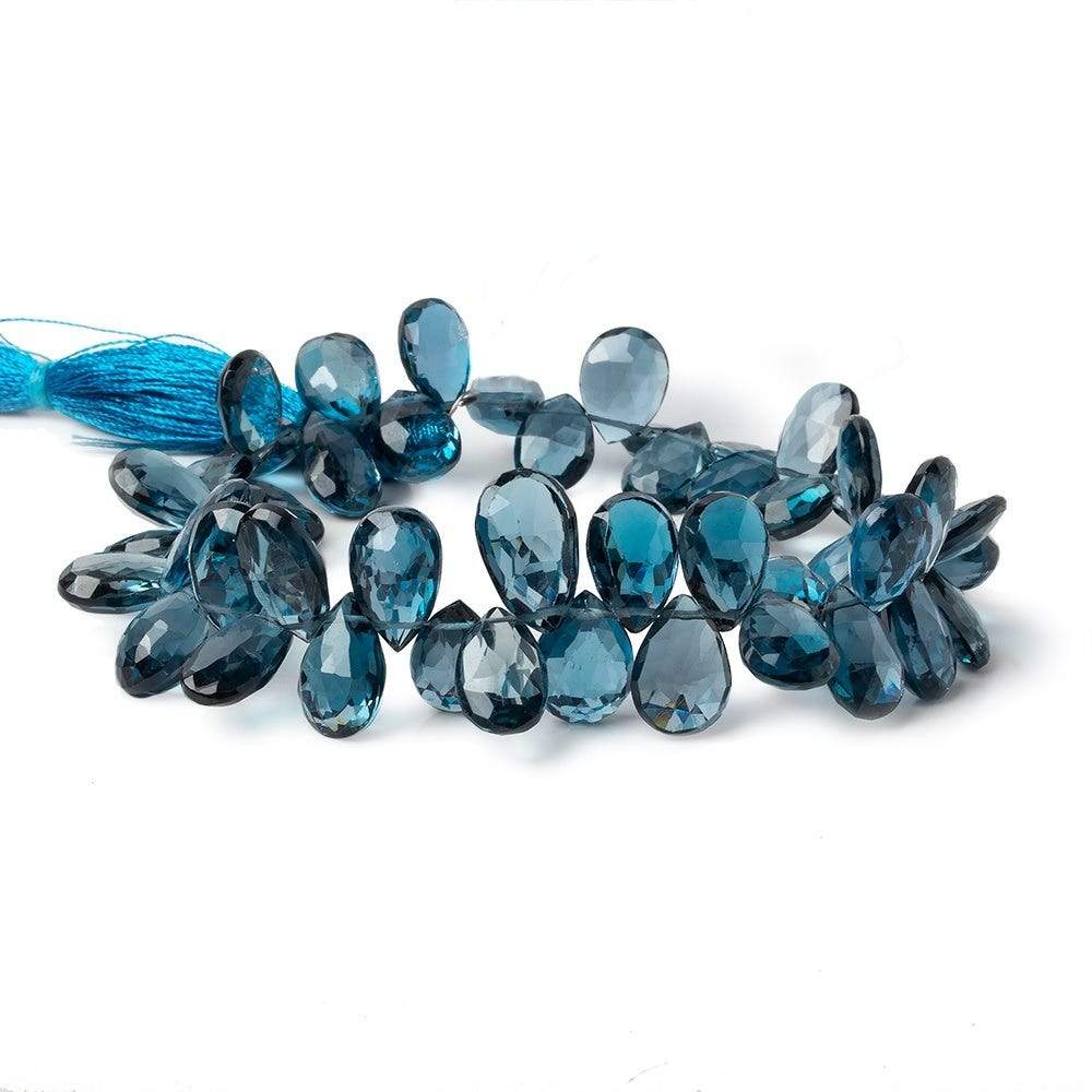 10x7-13x8mm London Blue Topaz faceted pear beads 8 inch 52 pieces AAA - Beadsofcambay.com