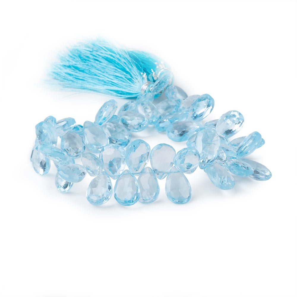 10x7-13x8mm Sky Blue Topaz Faceted Pear Beads 8 inch 48 pieces AAA - Beadsofcambay.com