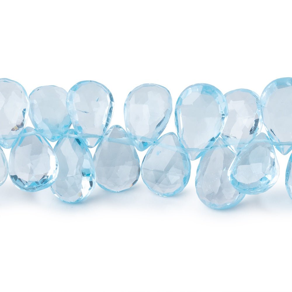10x7-13x8mm Sky Blue Topaz Faceted Pear Beads 8 inch 48 pieces AAA - Beadsofcambay.com