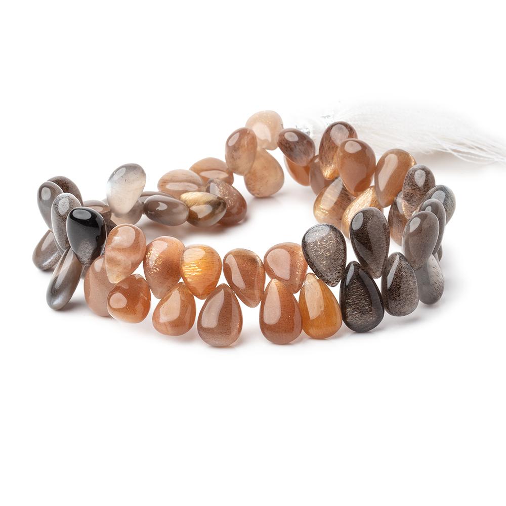 10x7-13x8mm Sunstone & Moonstone Plain Pear Beads 8.5 inch 46 pieces - Beadsofcambay.com