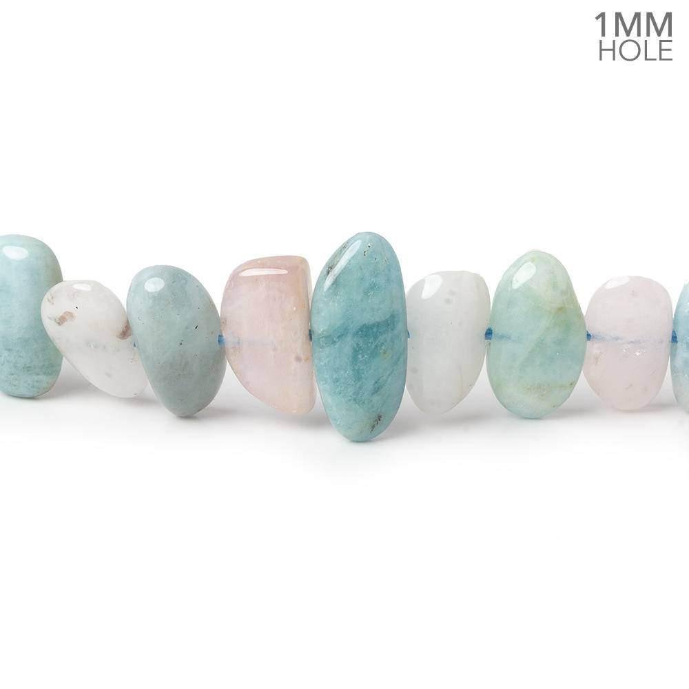 10x7-14x7mm Multi Beryl side drilled elongated plain nuggets 16 inch 55 large hole beads AA - Beadsofcambay.com