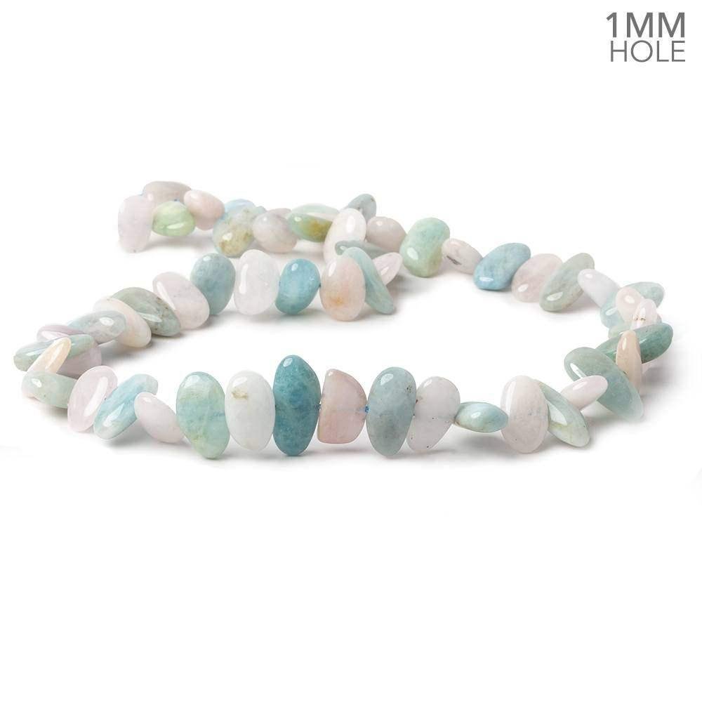 10x7-14x7mm Multi Beryl side drilled elongated plain nuggets 16 inch 55 large hole beads AA - Beadsofcambay.com