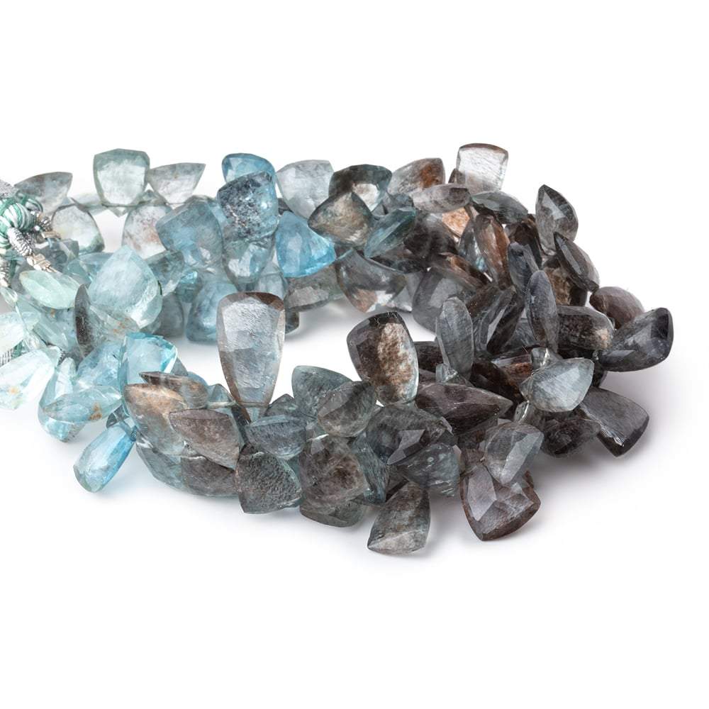 10x7-14x8mm Moss Aquamarine Top Drilled Faceted Points 6.5 inch 48 Beads - Beadsofcambay.com