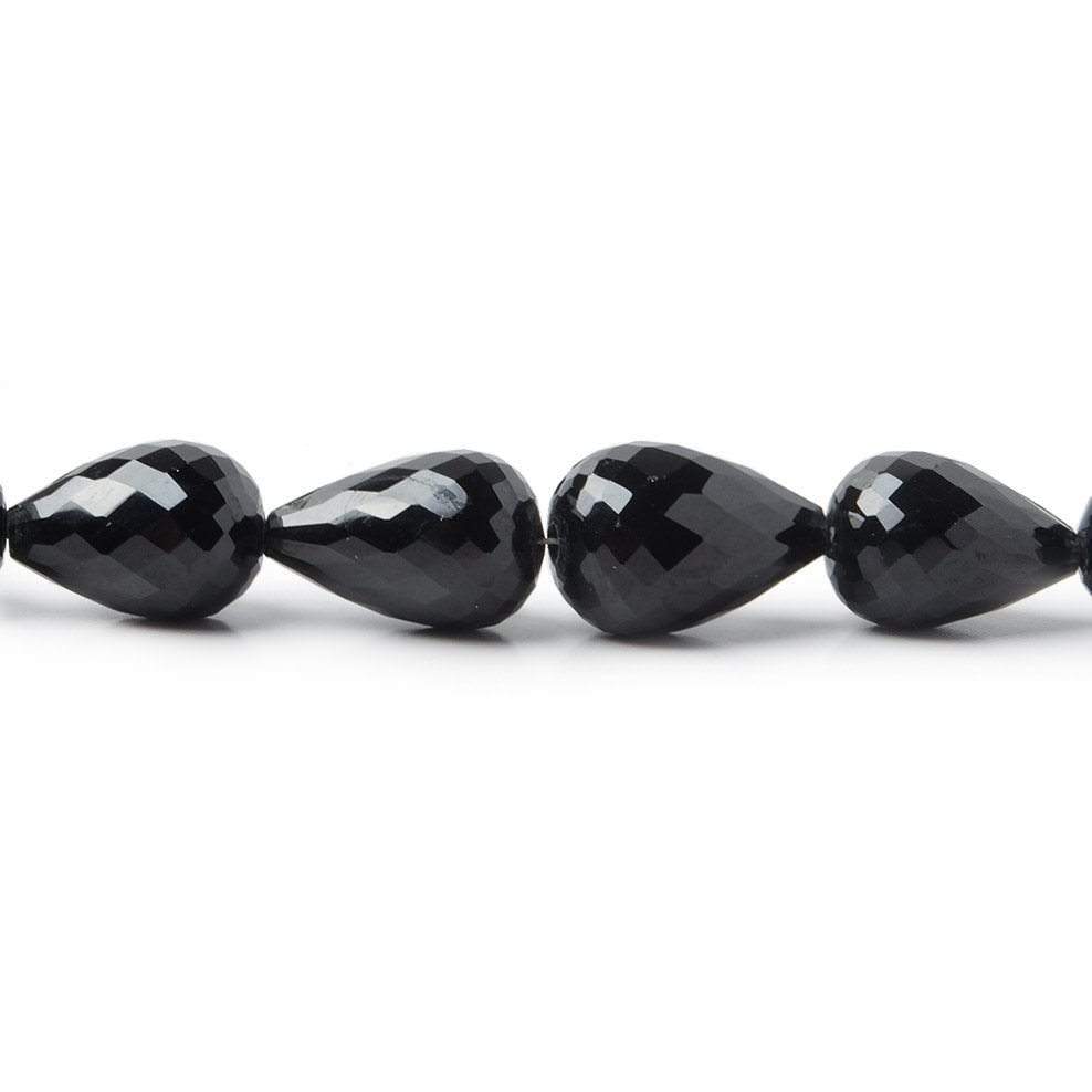 10x7-14x9mm Black Spinel Straight Drilled Faceted Tear Drop beads 16 inch 35 beads - Beadsofcambay.com