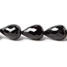 10x7-14x9mm Black Spinel Straight Drilled Faceted Tear Drop beads 16 inch 35 beads - Beadsofcambay.com