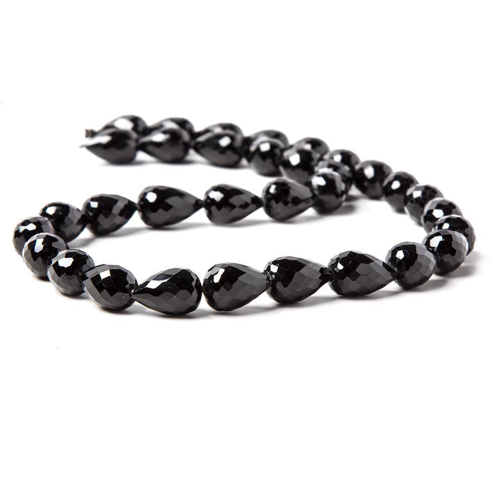 10x7-14x9mm Black Spinel Straight Drilled Faceted Tear Drop beads 16 inch 35 beads - Beadsofcambay.com
