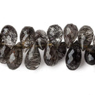 10x7-15x7mm Tourmalinated Quartz Tear Drop Briolette 8 inch 56 beads A - Beadsofcambay.com