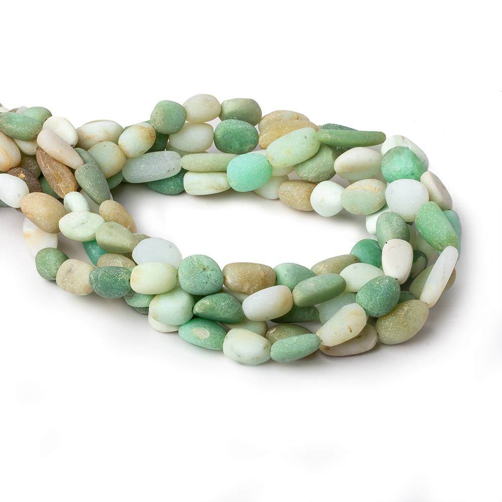 10x7-16x10mm Matte Green Tanzanian Opal Nugget Beads 18 inch 37 pcs - Beadsofcambay.com