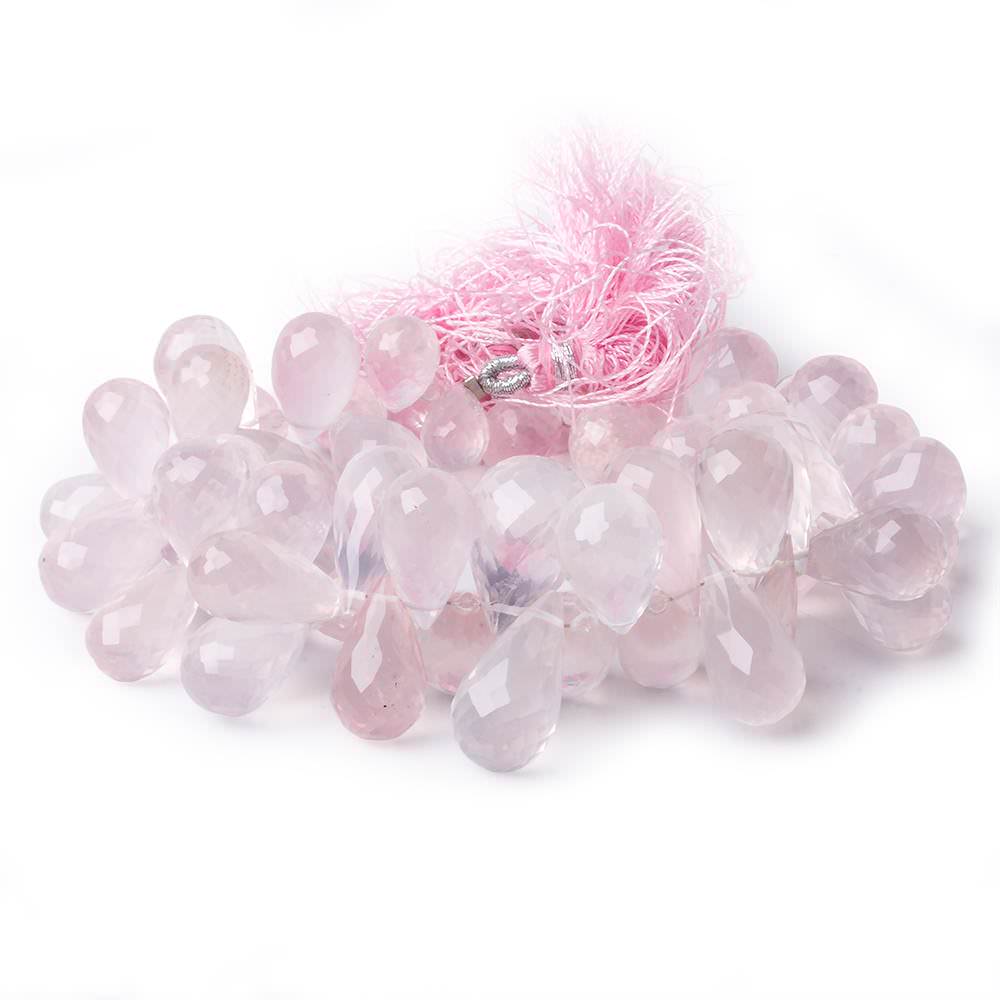 10x7-17x9mm Rose Quartz Tear Drop Briolette 8 inch 60 beads AAA - Beadsofcambay.com
