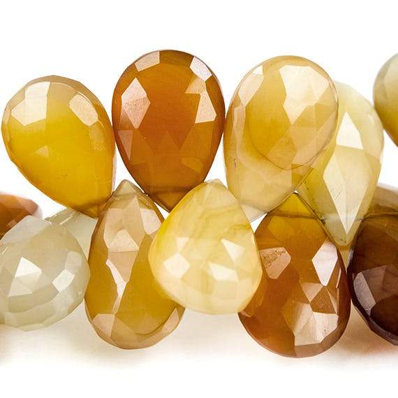 10x7-20x12mm Latte and Cream Chalcedony Pear Briolette 8.25 inch 50 pcs - Beadsofcambay.com