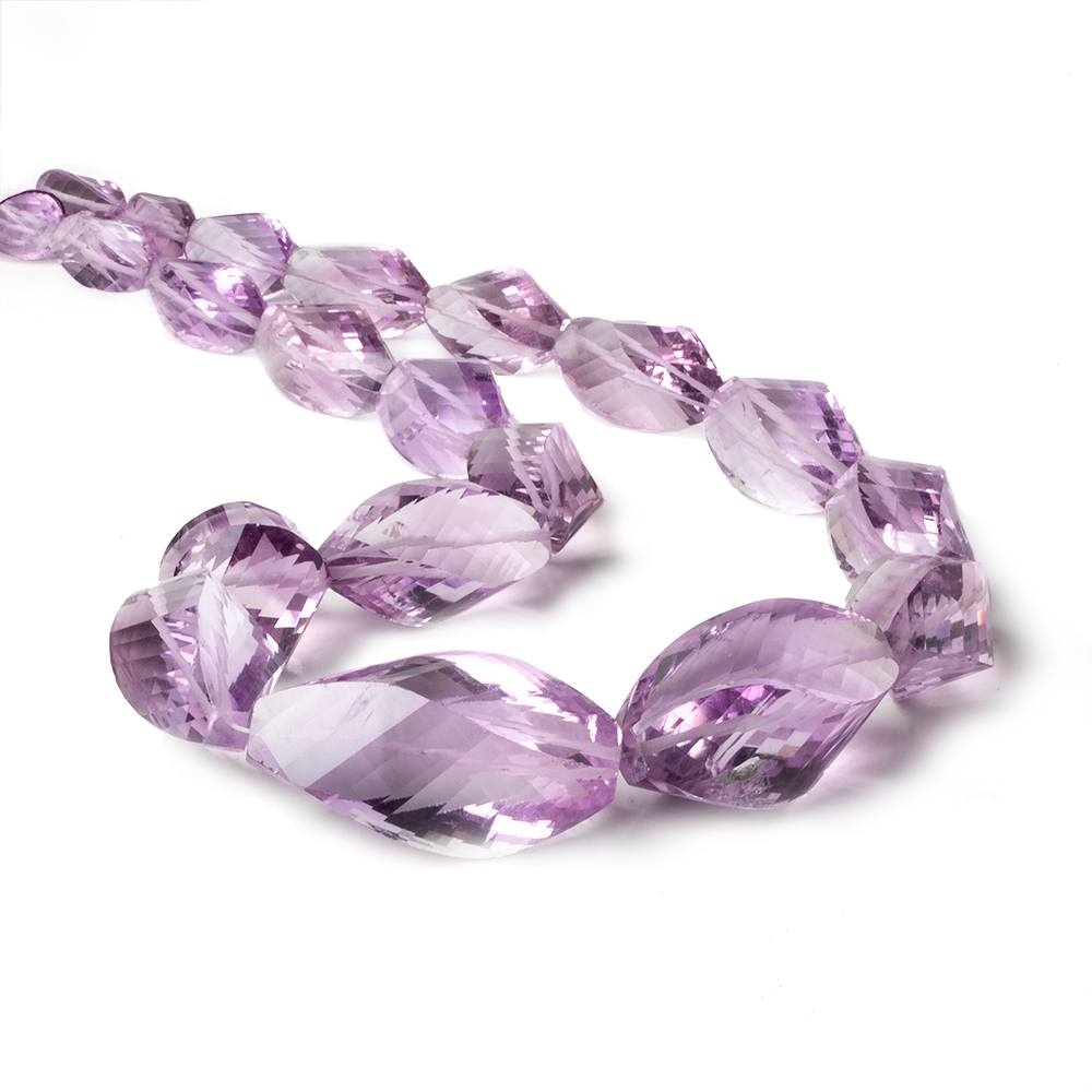 10x7-35x17mm Pink Amethyst straight drilled twist beads 15.5 inch 20 pieces AA - Beadsofcambay.com