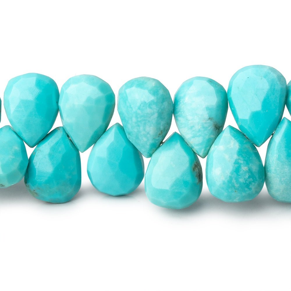 10x7.5-12x8mm Sleeping Beauty Turquoise Faceted Pear Beads 7.75 inch 47 pieces - Beadsofcambay.com