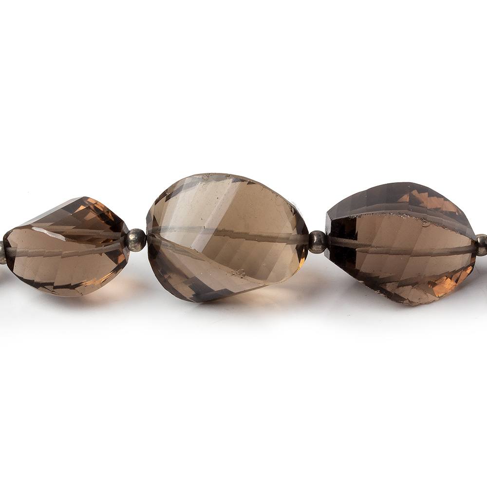 10x7.5-16x11mm Smoky Quartz Barrel Faceted Twist beads 6.5 inches 12 pieces AA - Beadsofcambay.com