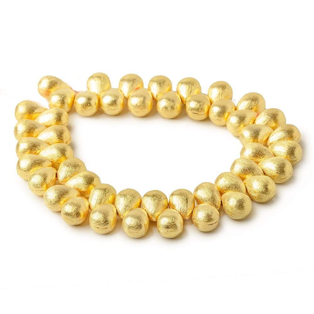 10x7mm 22kt Gold plated Copper Brushed Tear Drop Beads 8 inch 46 pieces - Beadsofcambay.com