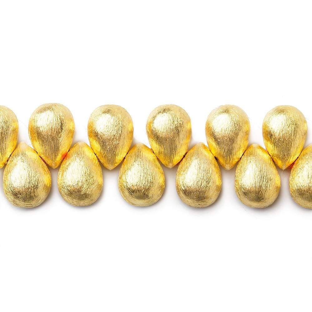 10x7mm 22kt Gold plated Copper Brushed Tear Drop Beads 8 inch 46 pieces - Beadsofcambay.com