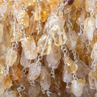 10x7mm Citrine hammer faceted rectangle Silver plated Chain 19 pieces - Beadsofcambay.com